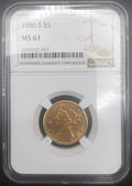 1886-S $5 NGC MS61