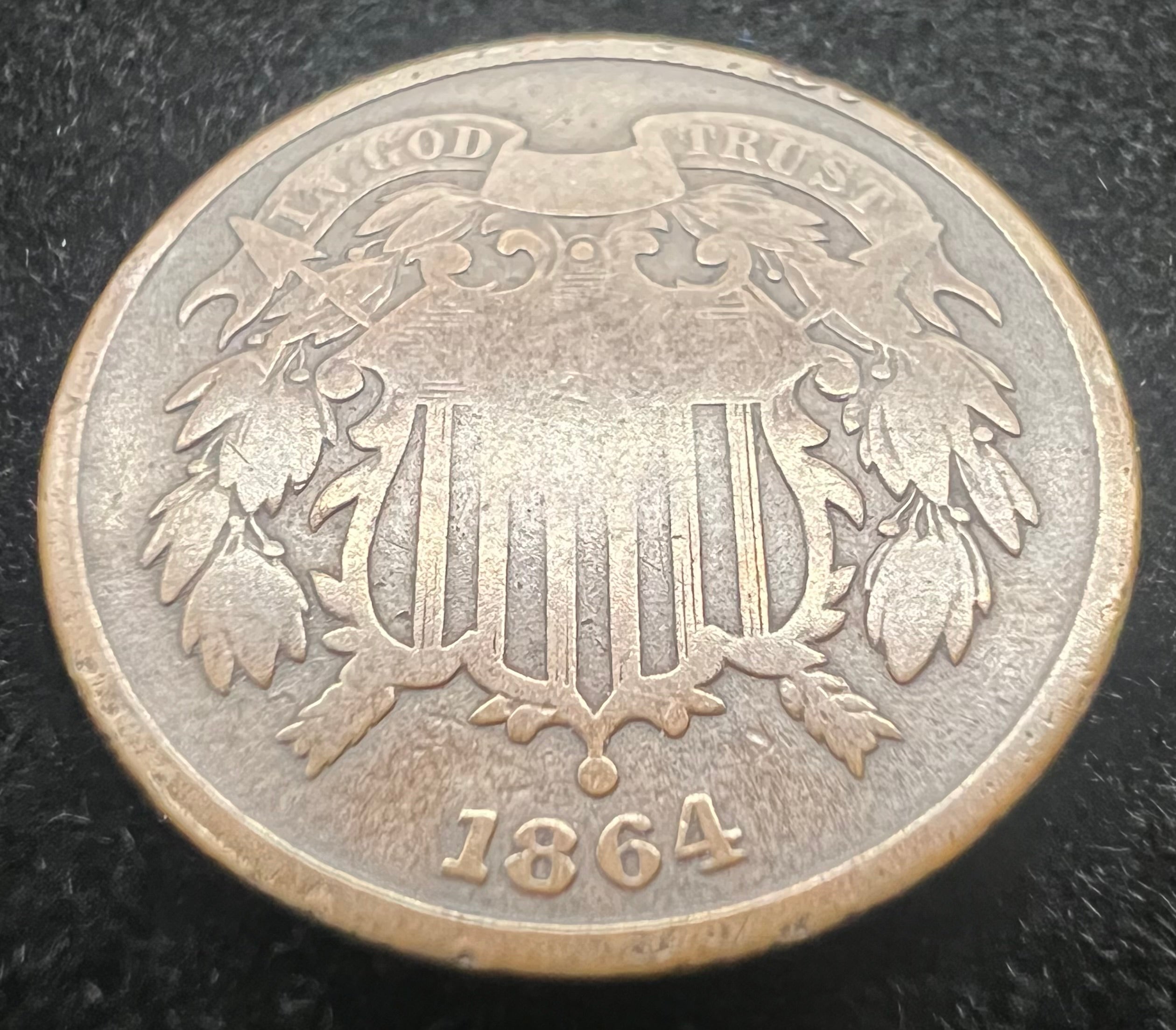 1864 2 Cent Piece Large Motto