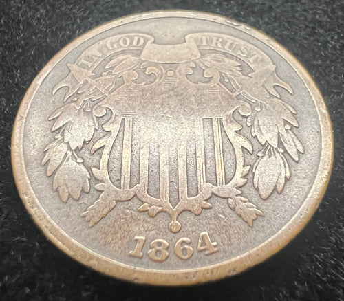 1864 2 Cent Piece Large Motto