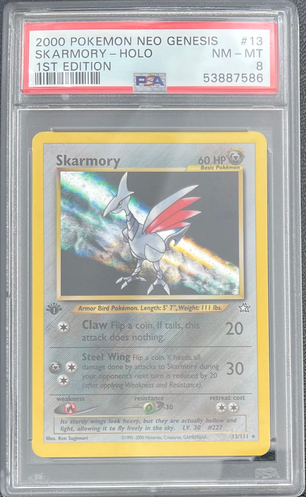 2000 Pokemon Neo Genesis 1st Edition #13 Skarmory Holo PSA 8