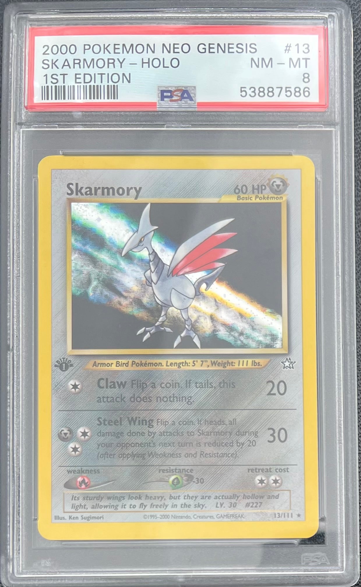 2000 Pokemon Neo Genesis 1st Edition #13 Skarmory Holo PSA 8