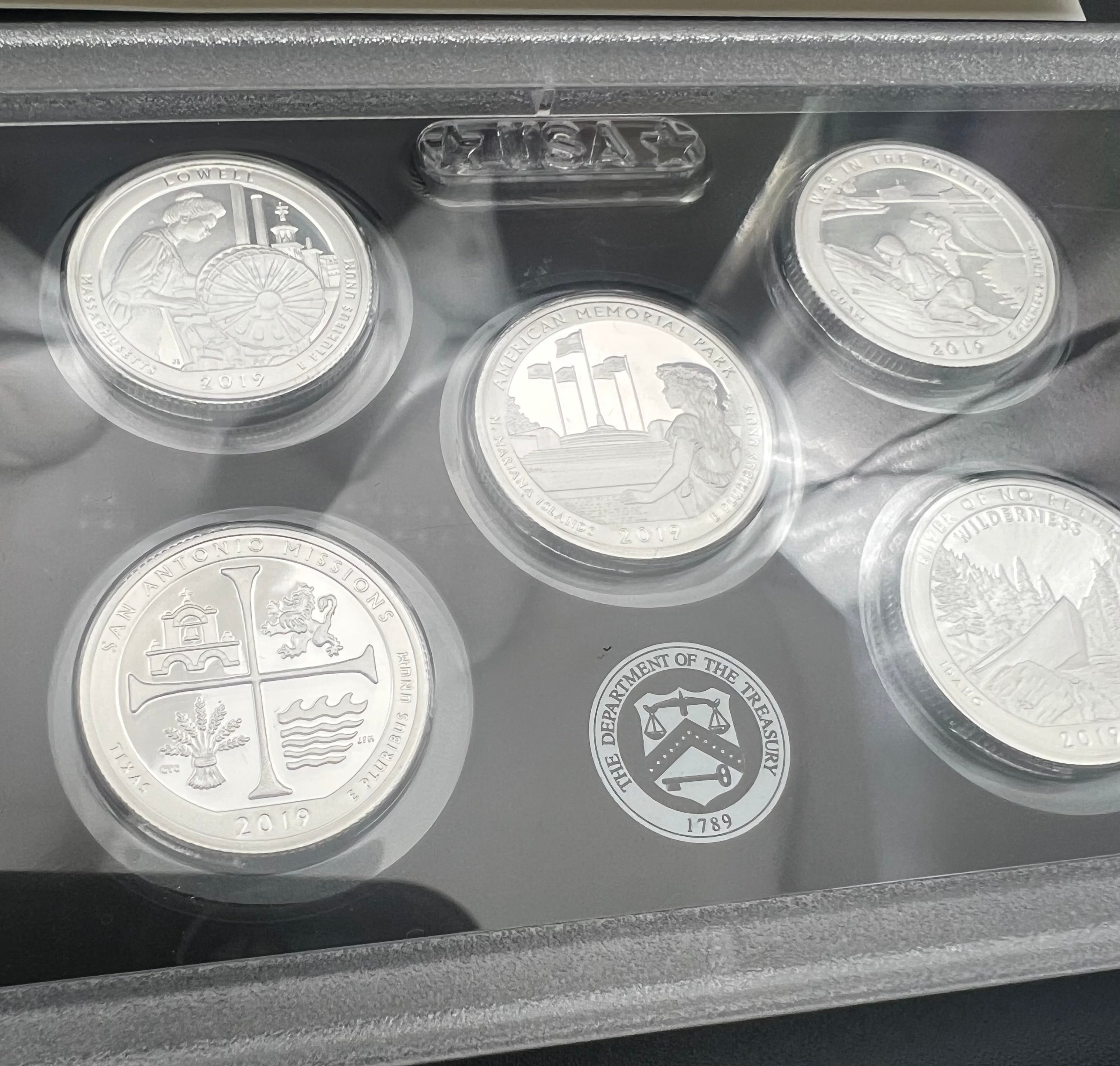 2019 90% Silver US Mint Proof America The Beautiful Silver Quarter Set