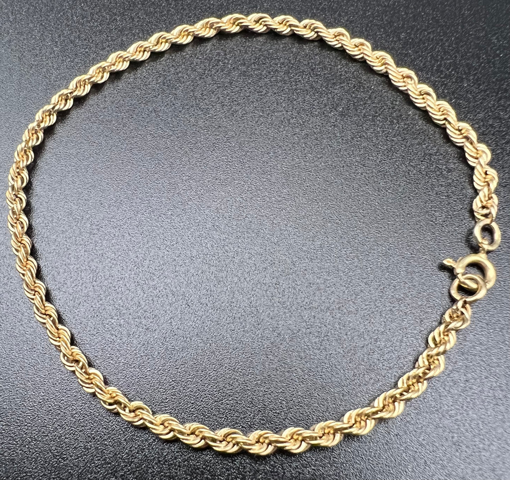 14k Gold Rope Bracelet 7-3/4” 4.5g