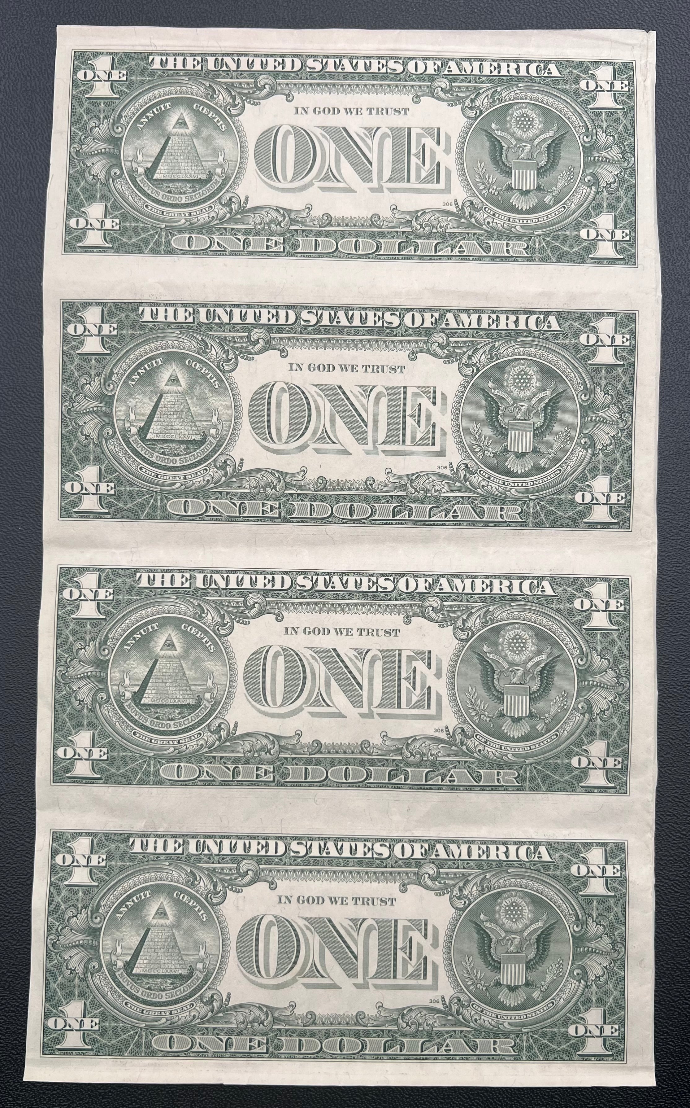 Uncut $1 Sheet Of 4 Series 1988A