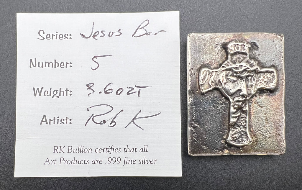 3.6oz .999 Silver Jesus Cross Hand Pour