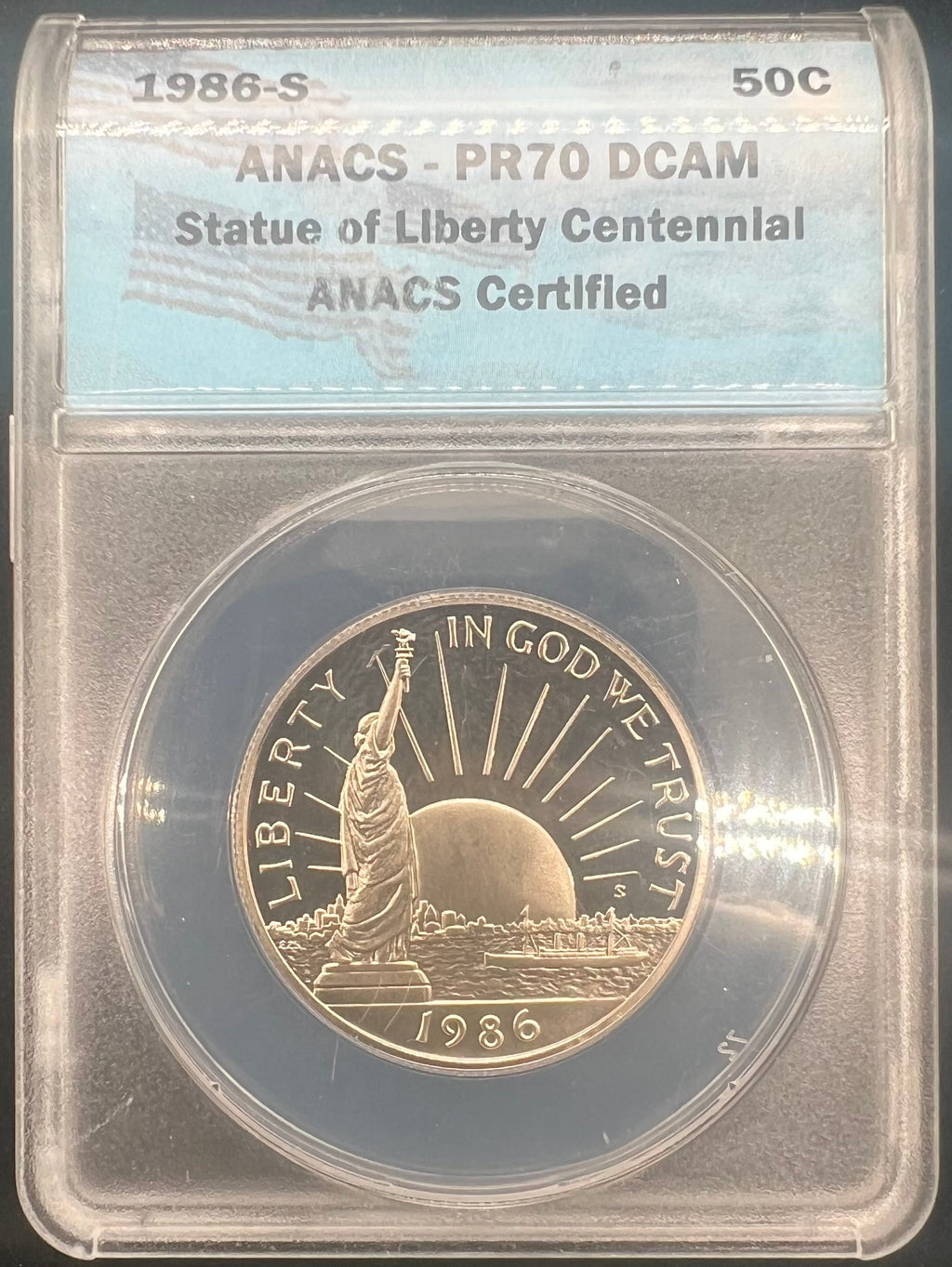 1989-S PR70 DCAM Statue Of Liberty Centennial Half Dollar ANACS