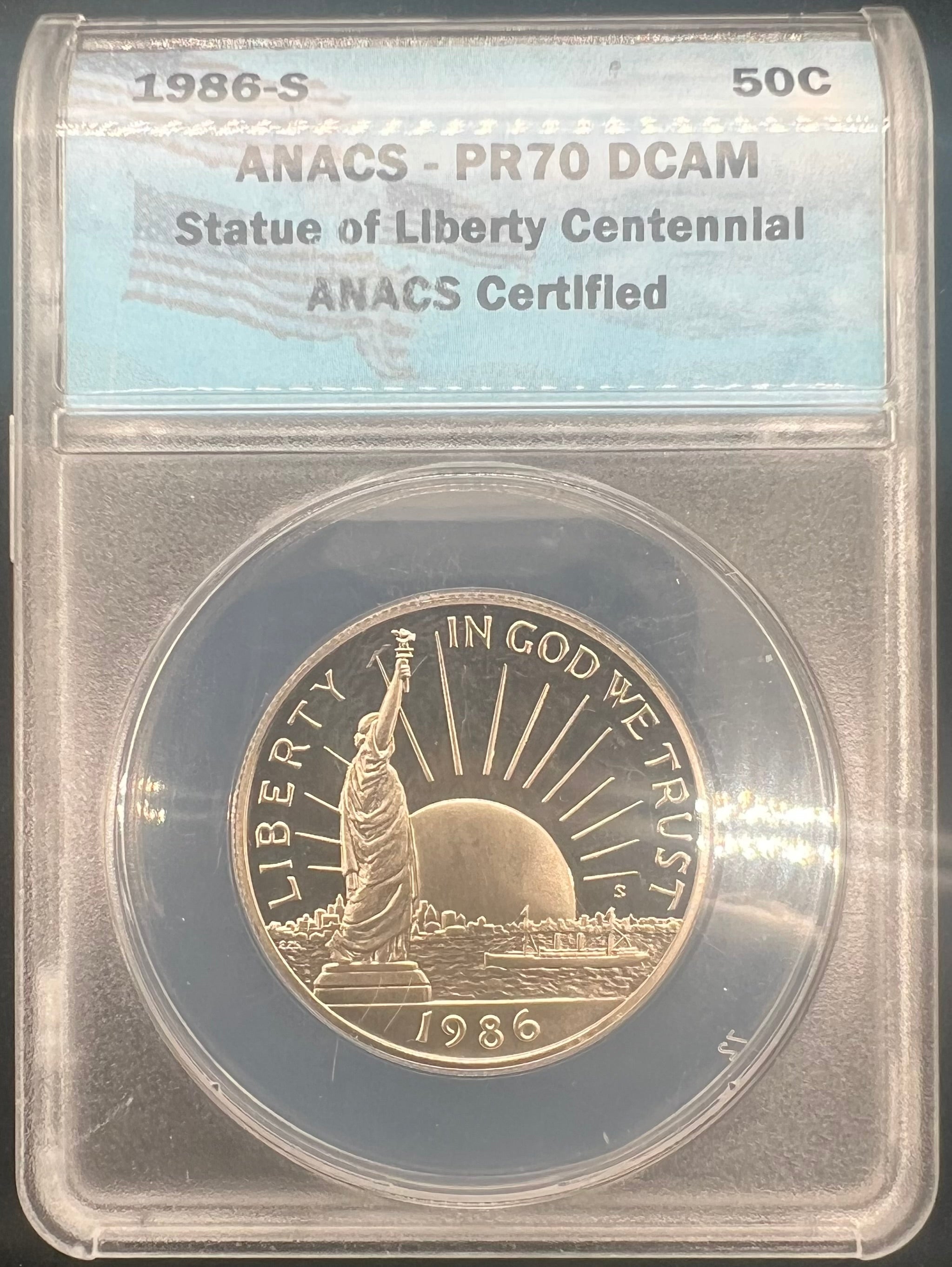 1989-S PR70 DCAM Statue Of Liberty Centennial Half Dollar ANACS