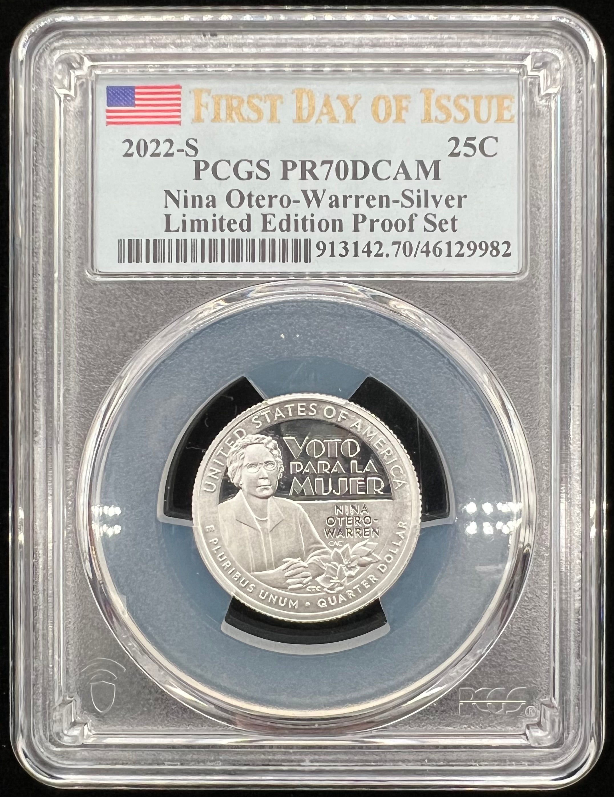 2022-S PR70 DCAM Silver Nina Otero-Warren Limited Edition Proof Set PCGS 1st Day