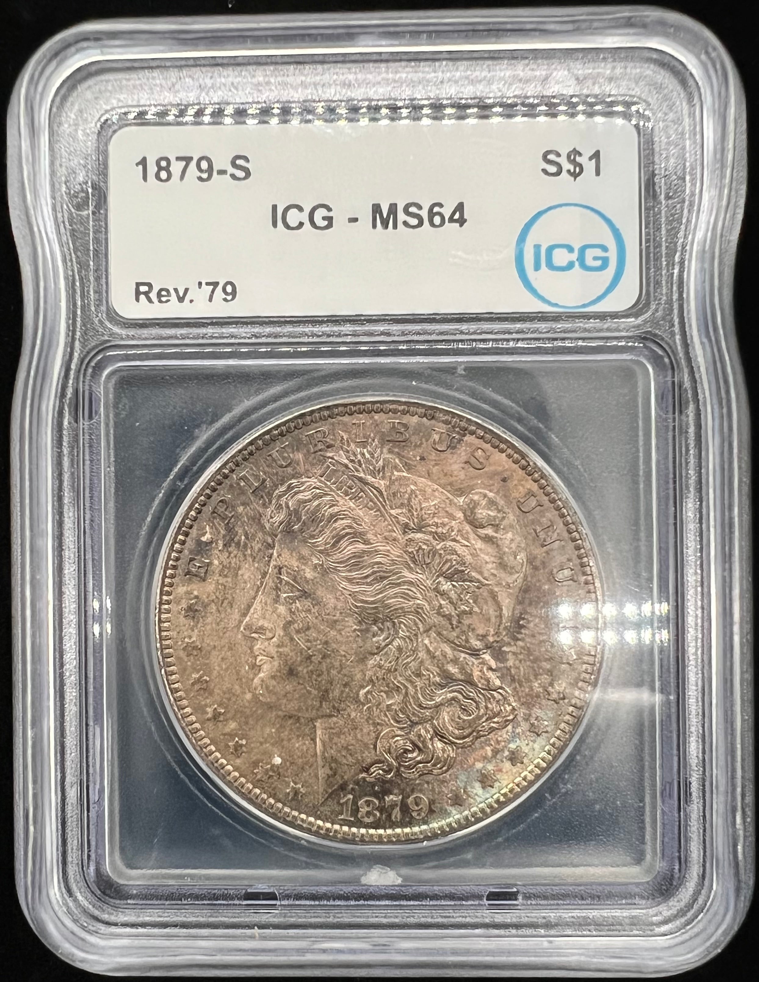 1879-S Rev. 79 MS64 Colorful Morgan Silver Dollar ICG