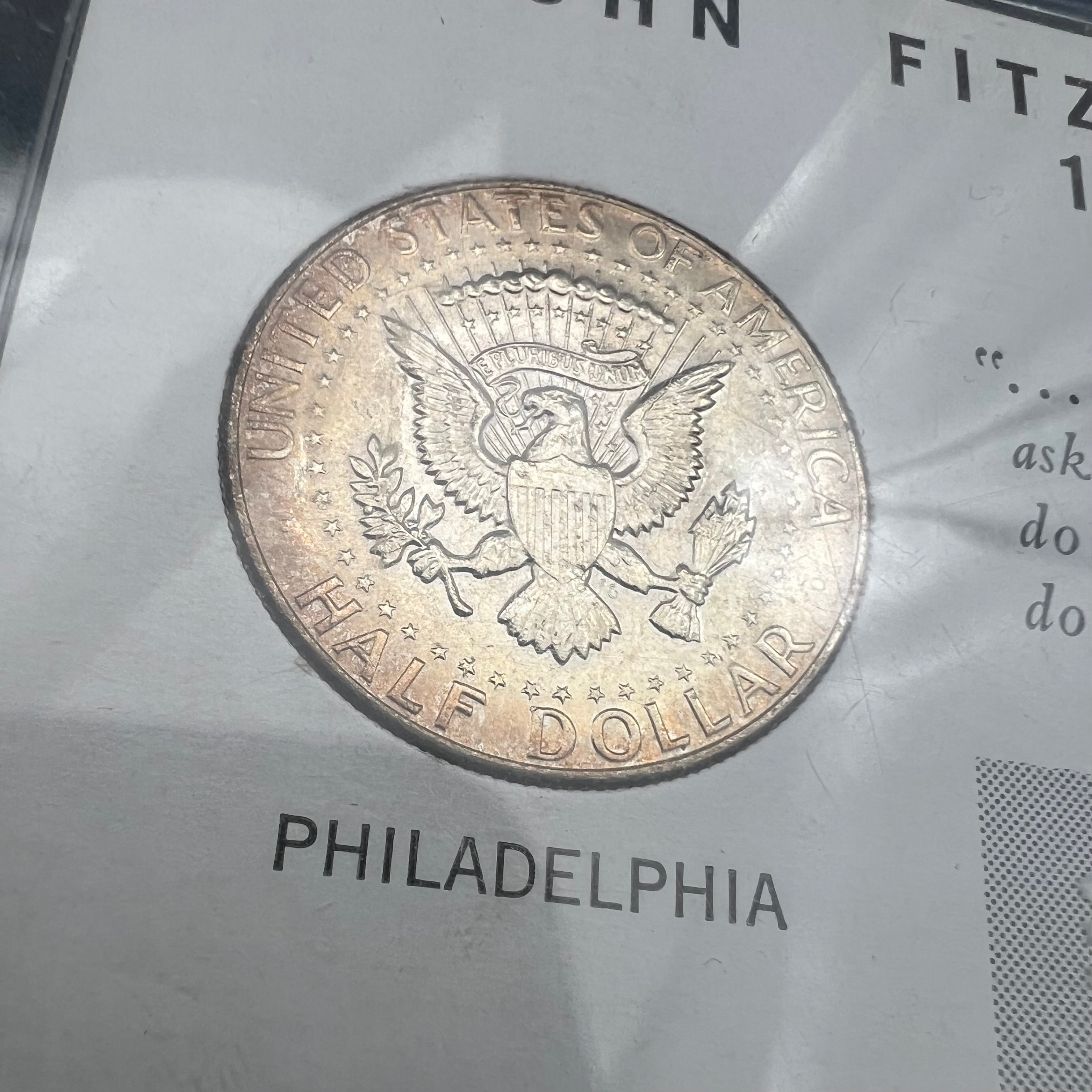 90% Silver 1964 Kennedy Half Dollar  Philadelphia & Denver Set With Stamp