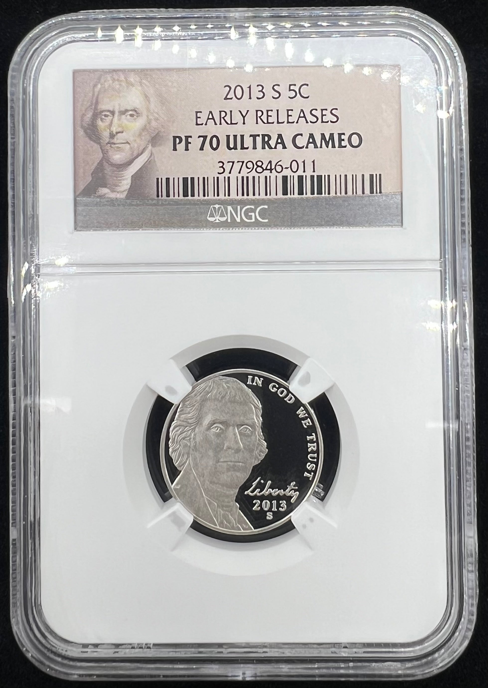 2013-S PF70 UCAM Jefferson Nickel NGC Early Release