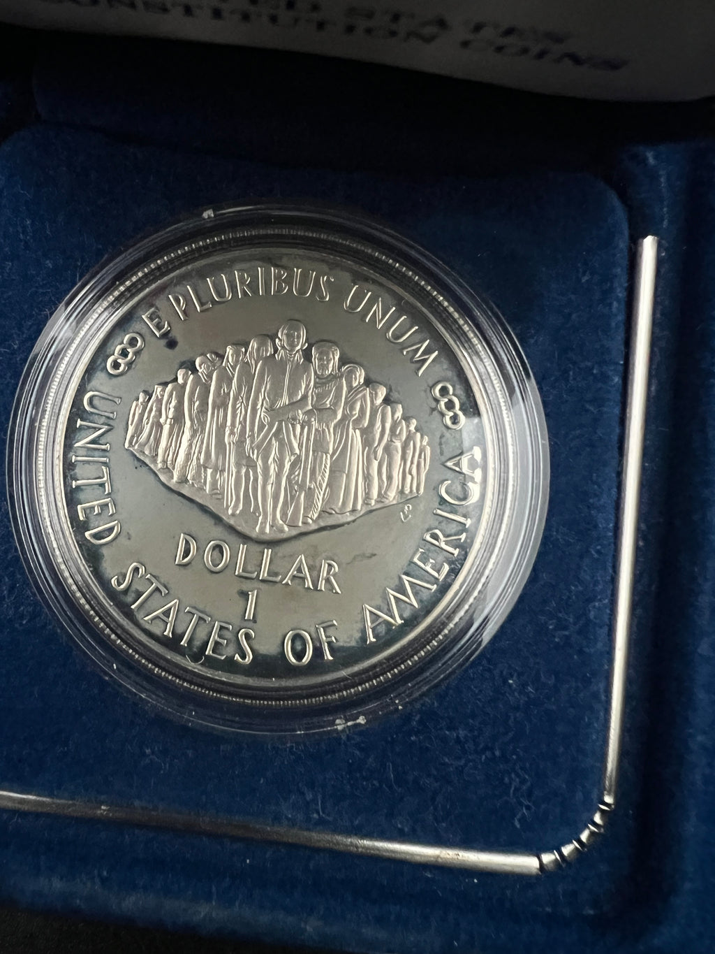 1987-S Constitution Bicentennial 90% Proof Silver Dollar - Incomplete Packaging