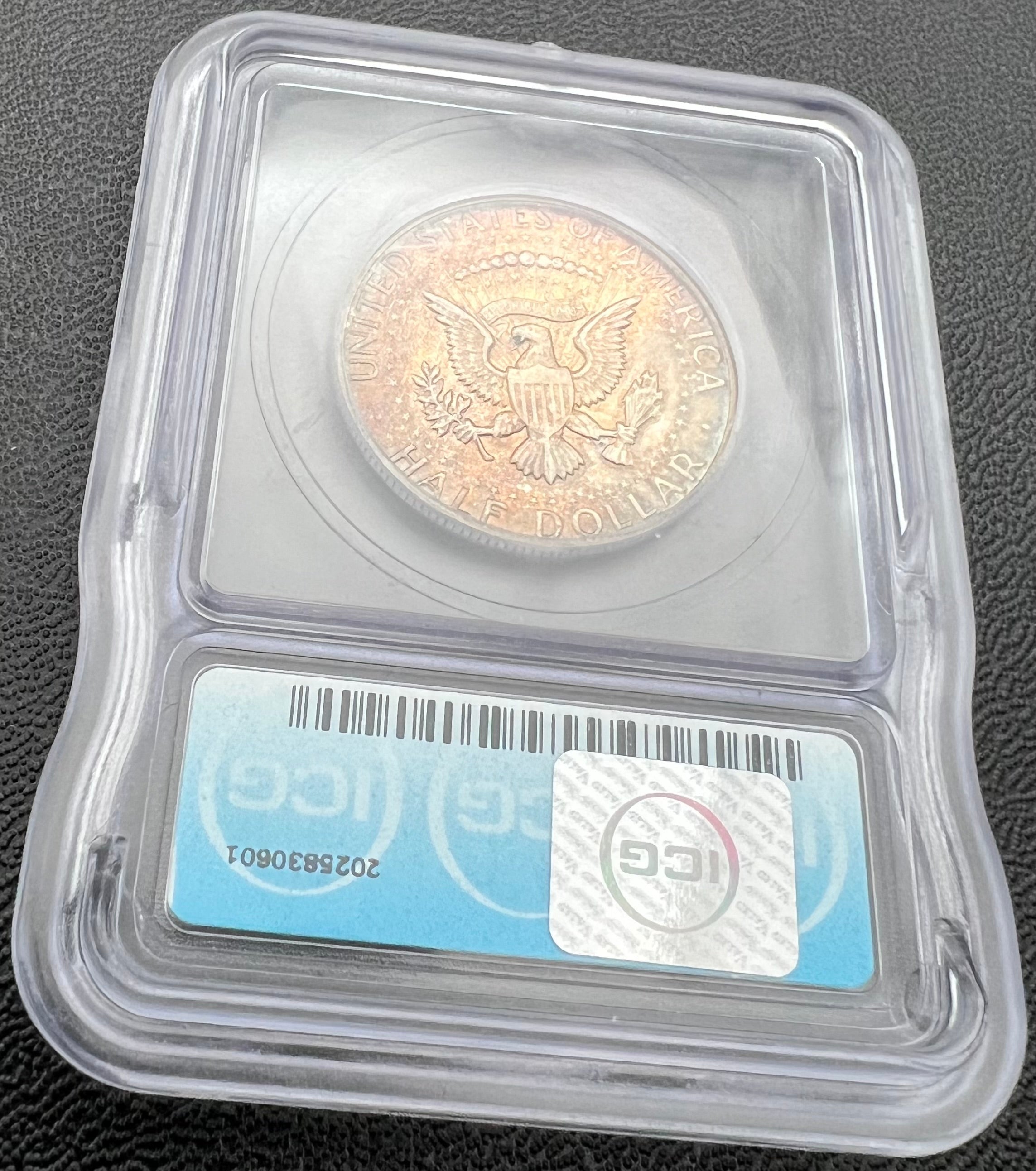 1967 MS61 Colorful Toner Kennedy Half Dollar ICG