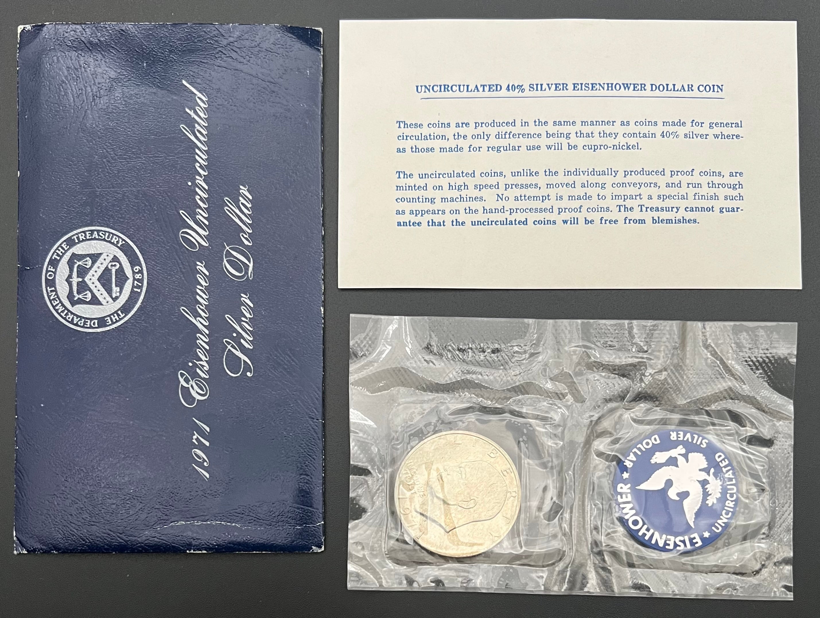 40% Silver 1971 Uncirculated Eisenhower Silver Dollar