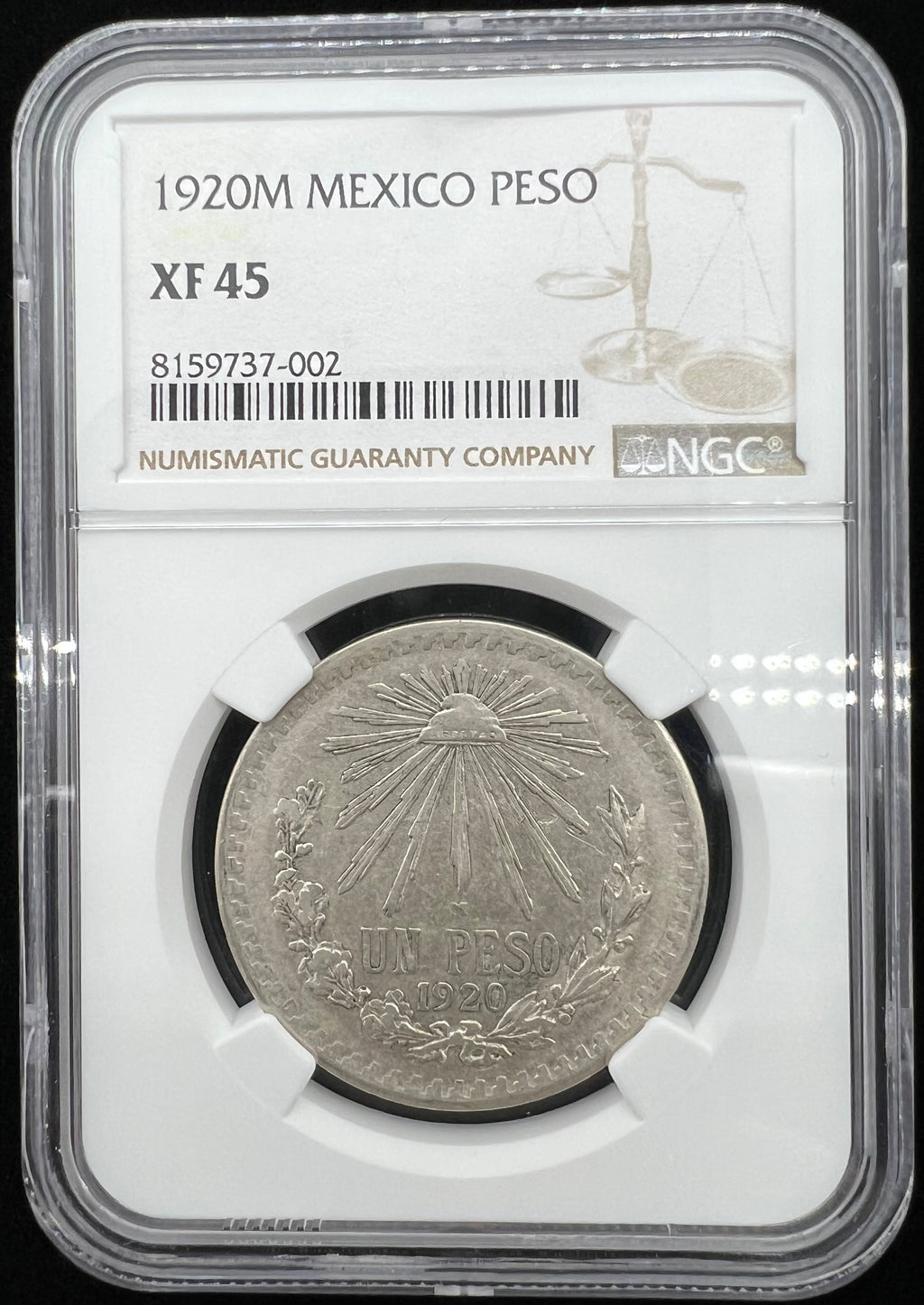 1920-M XF45 Mexico Un Peso NGC