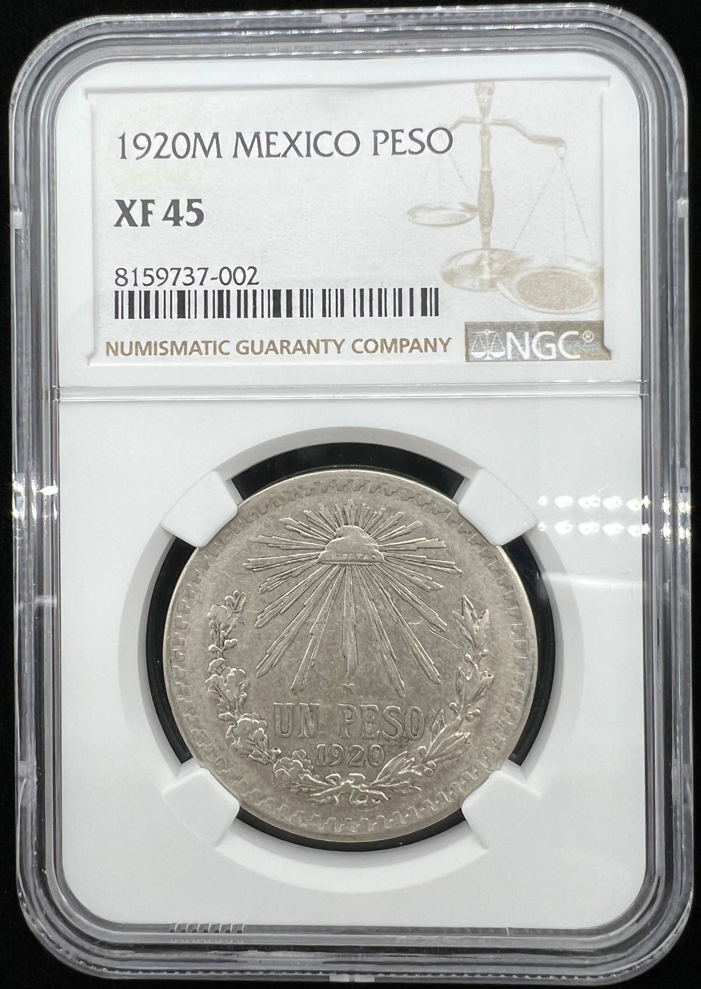 1920-M XF45 Mexico Un Peso NGC