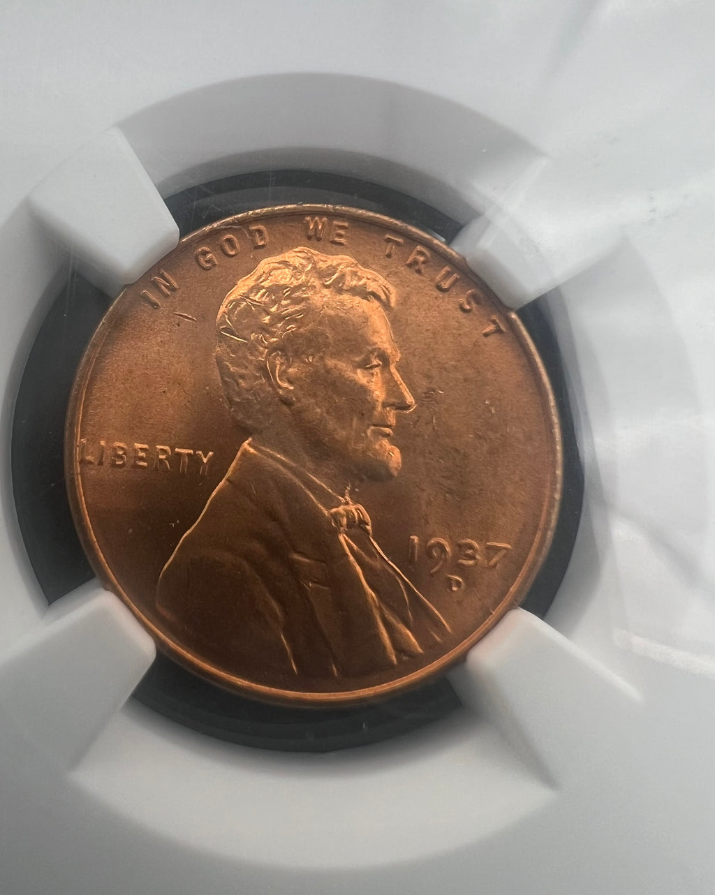 1937-D MS66 RD Lincoln Cent NGC