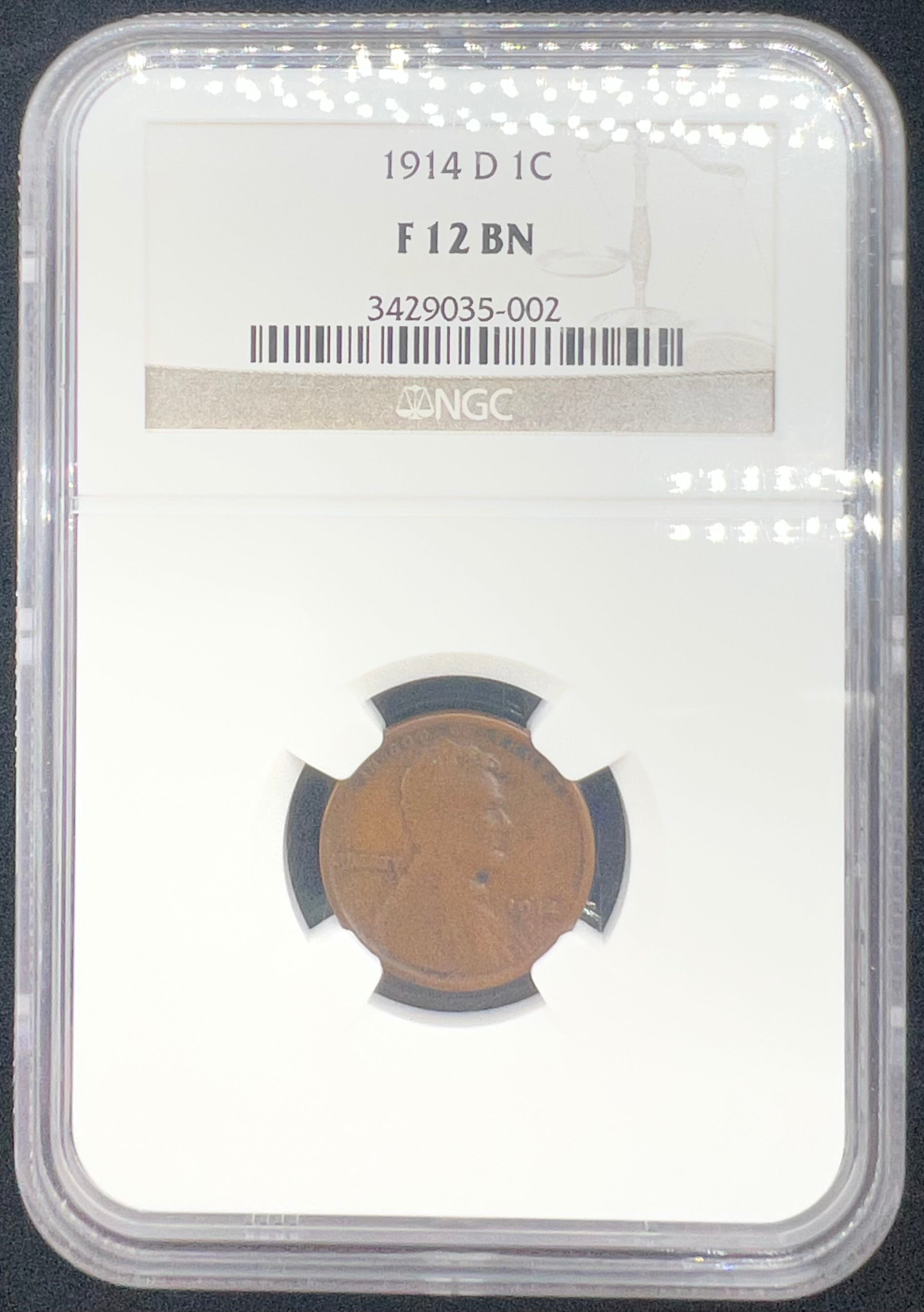 1914-D F12 BN Lincoln Wheat Cent NGC