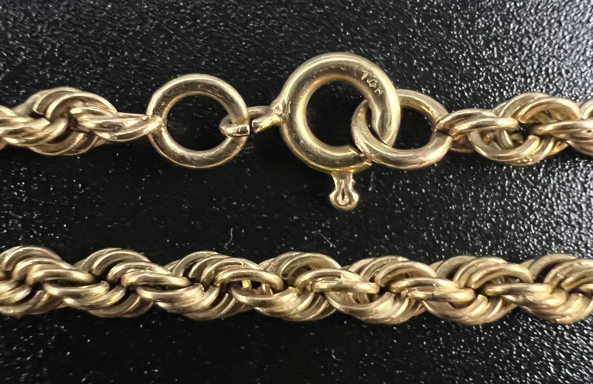 14k Gold Rope Bracelet 7-3/4” 4.5g