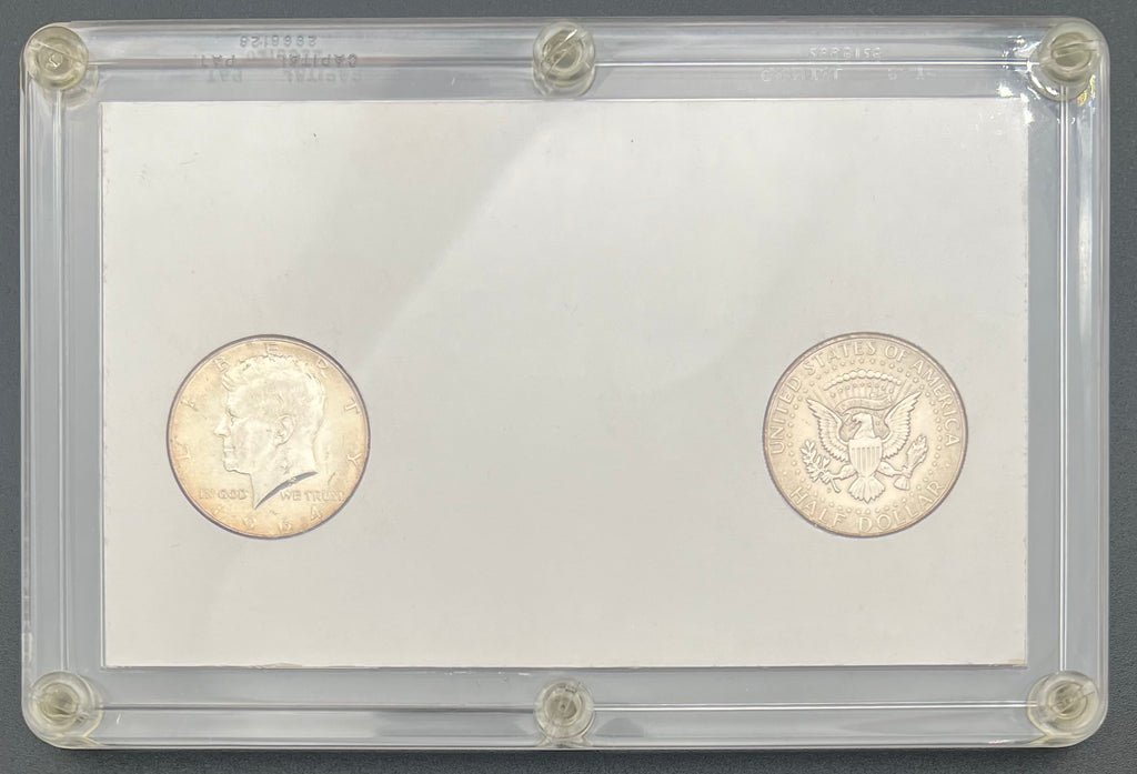 90% Silver 1964 Kennedy Half Dollar  Philadelphia & Denver Set With Stamp