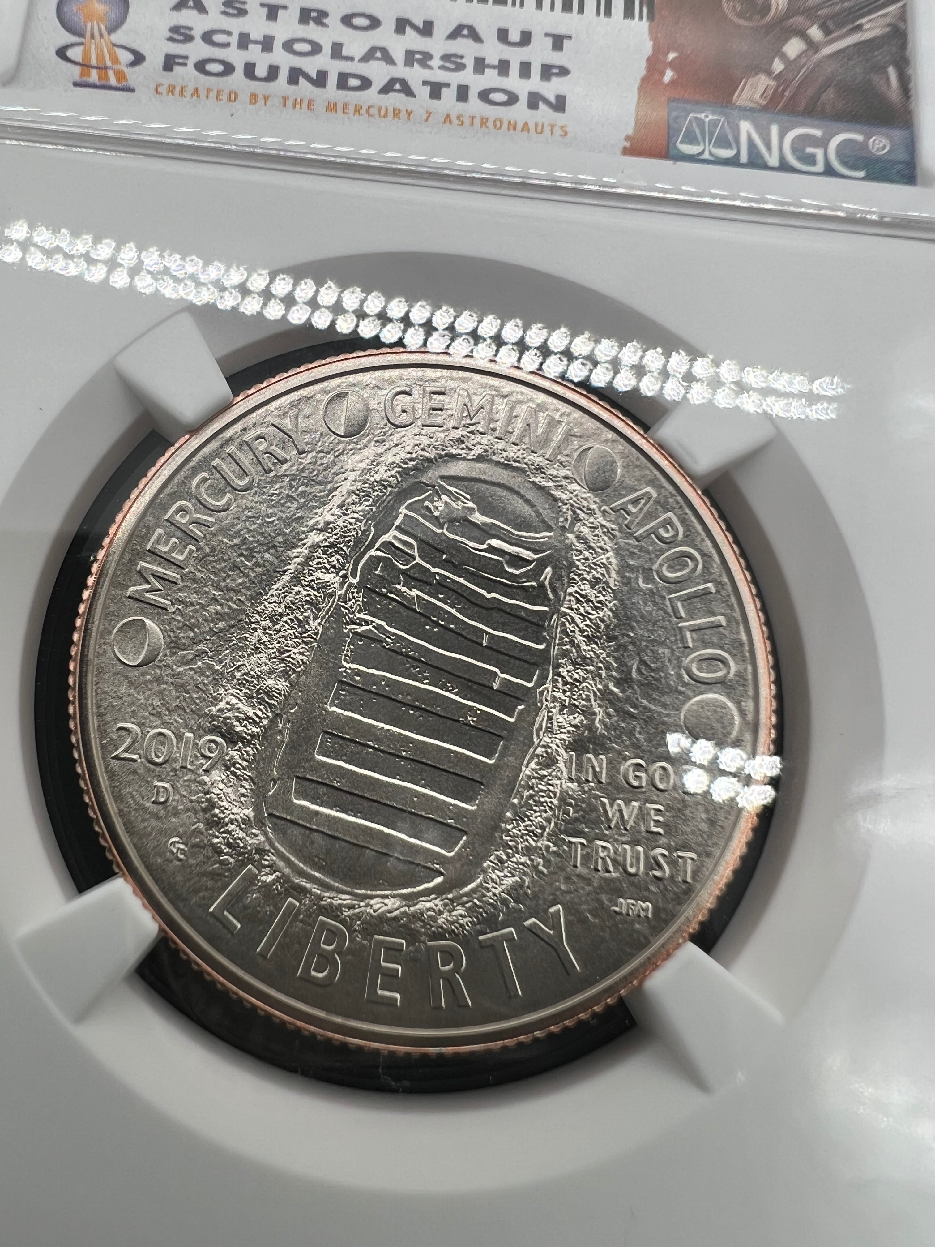 2019-D MS70 Apollo 11 50th Anniversary Concave Astronaut Kennedy Half Dollar NGC