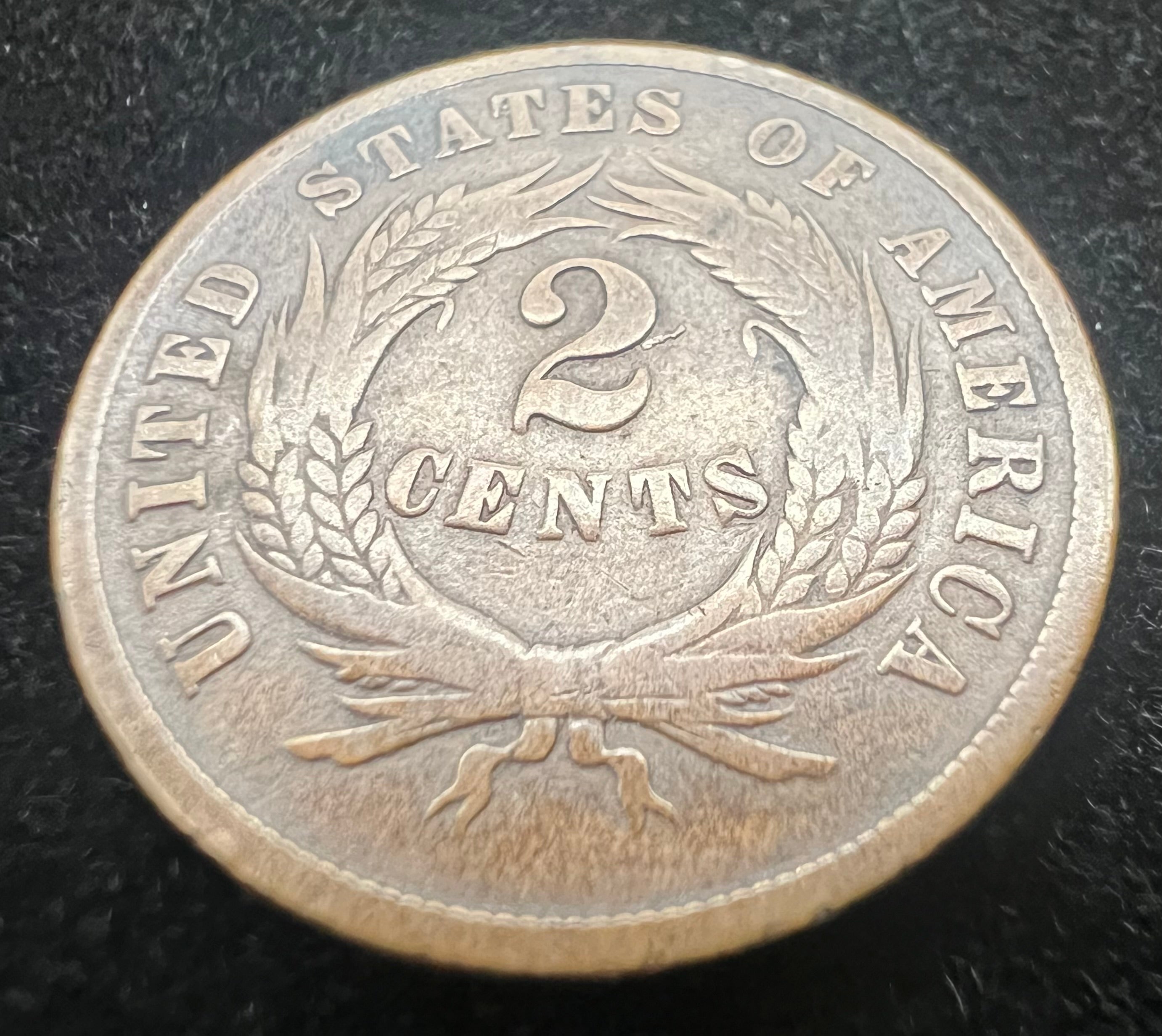 1864 2 Cent Piece Large Motto