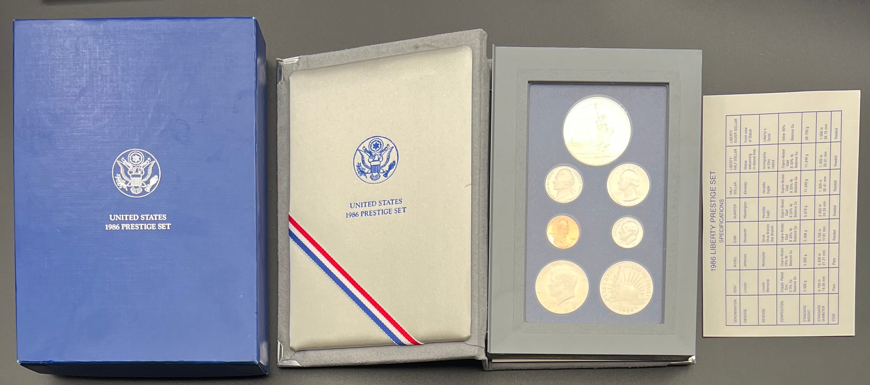 1986-S US Mint Prestige Proof Set 90% Silver Dollar