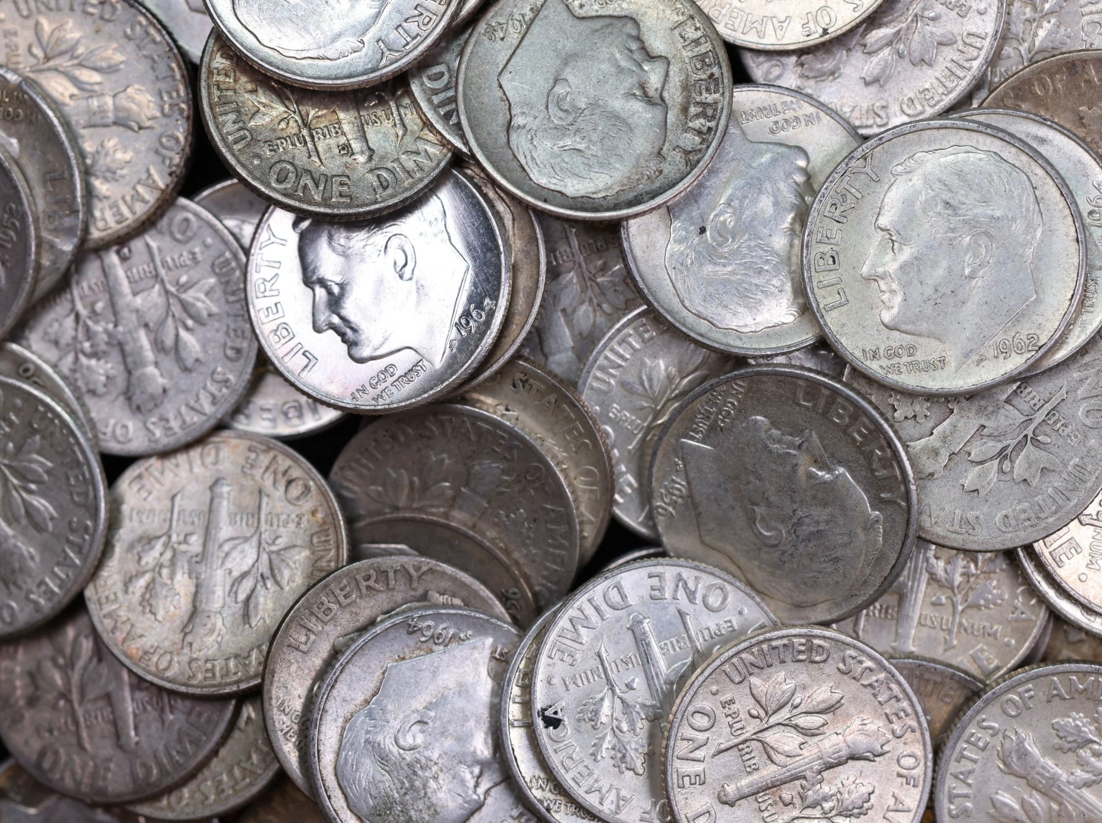 90% Silver Roosevelt Dimes - Circulated - 1$ Face Value (10 Coins)