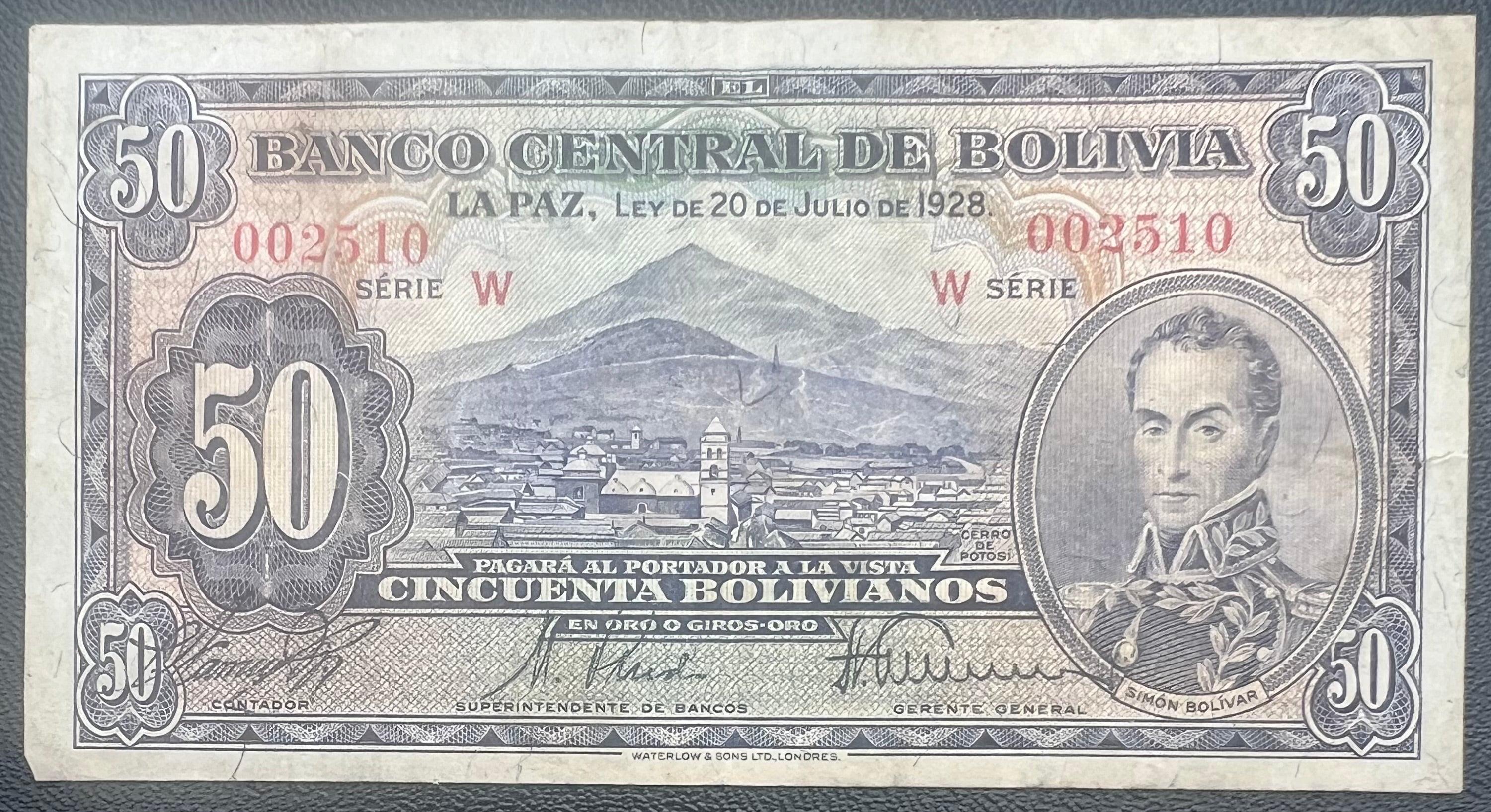 1928 Bolivia 50 Bolivianos