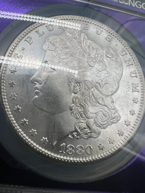 1880/79-S MS66+ CAC Top 100 Vam-8 Medium S Morgan Dollar NGC Purple Core