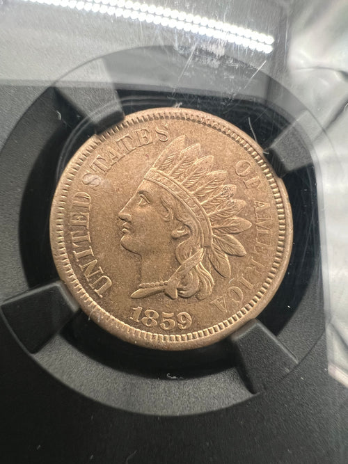 1859 AU58 Indian Head Cent NGC Black Core