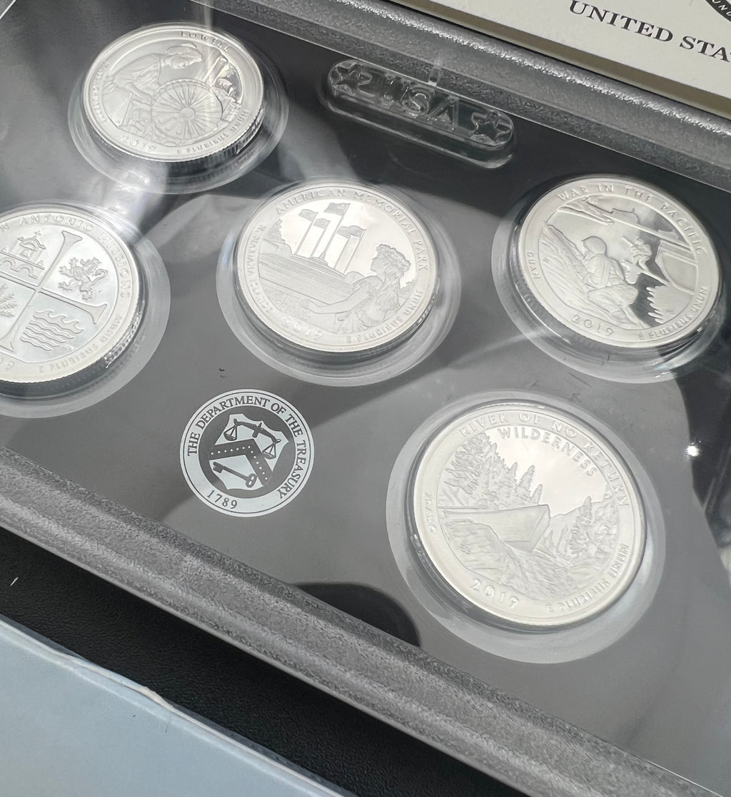 2019 90% Silver US Mint Proof America The Beautiful Silver Quarter Set