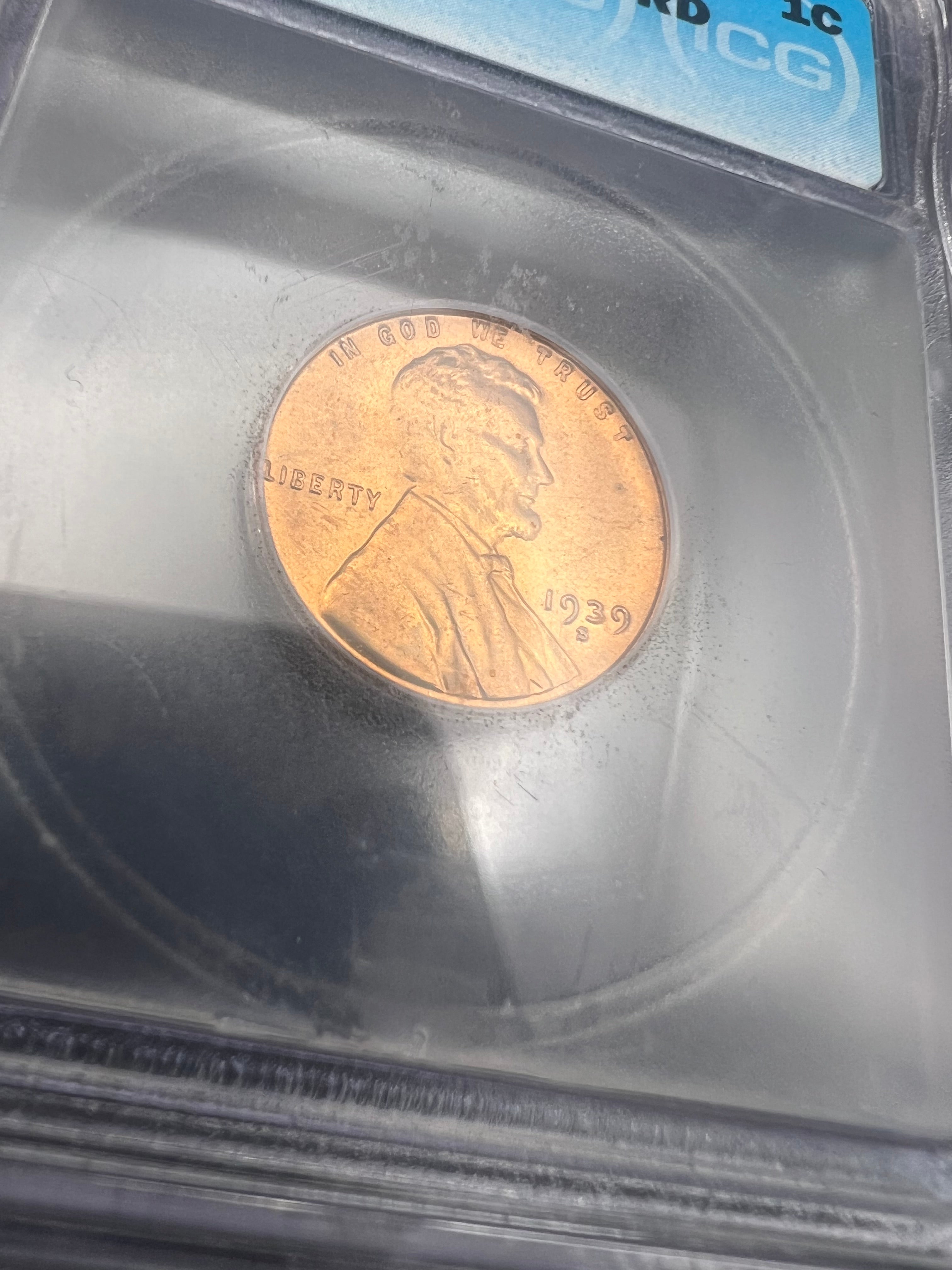 1939-S MS68 RD Lincoln Wheat Cent ICG
