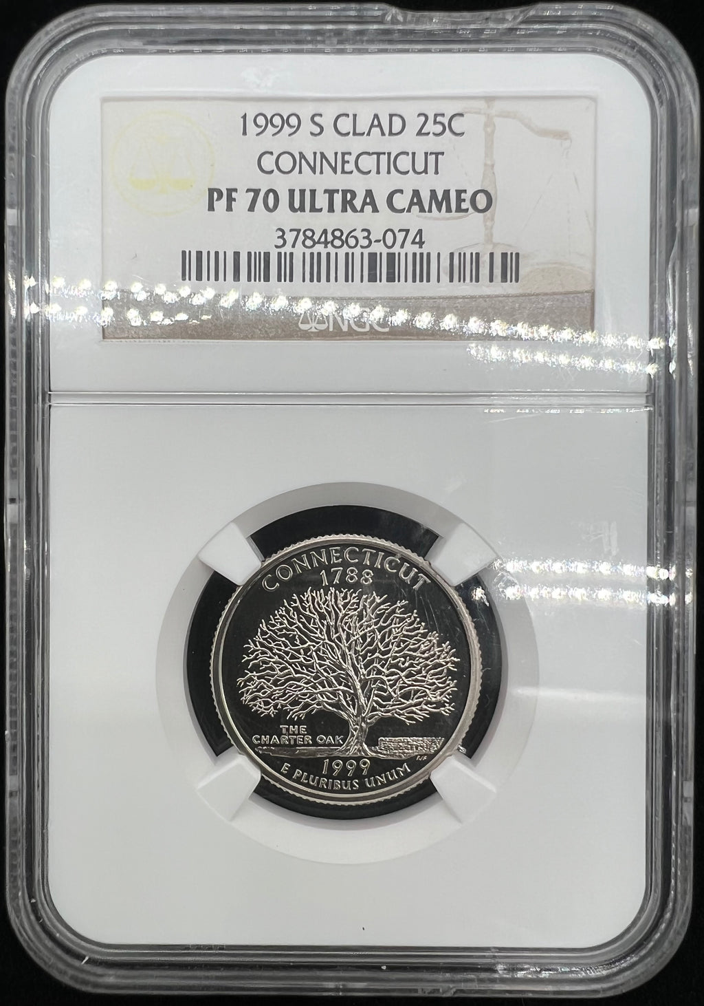 1999-S PR70 Ultra Cameo Connecticut Clad Quarter NGC