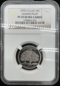 1999-S PR70 Ultra Cameo Connecticut Clad Quarter NGC