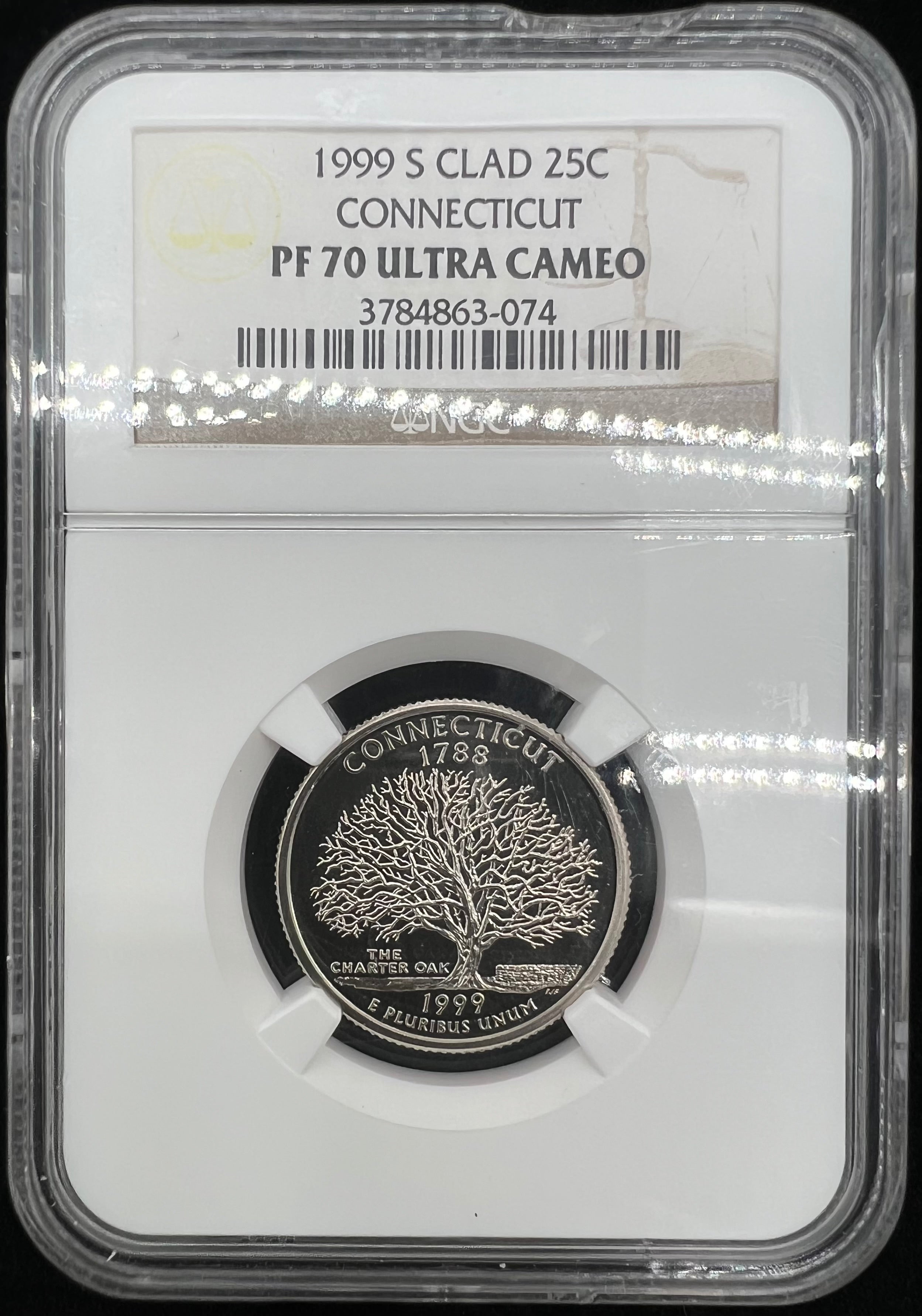 1999-S PR70 Ultra Cameo Connecticut Clad Quarter NGC