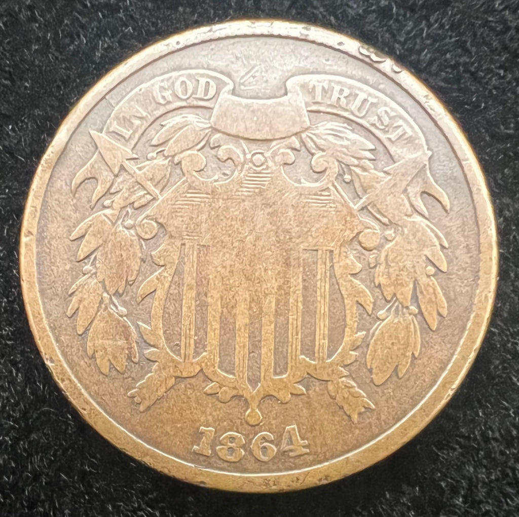 1864 2 Cent Piece Large Motto