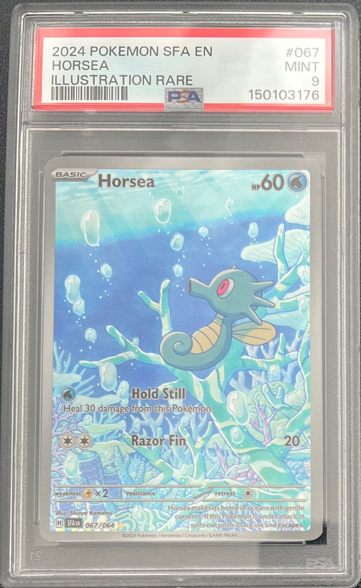 2024 Pokemon SFA En-Shrouded Fable #067 Horsea Illustration Rare PSA 9