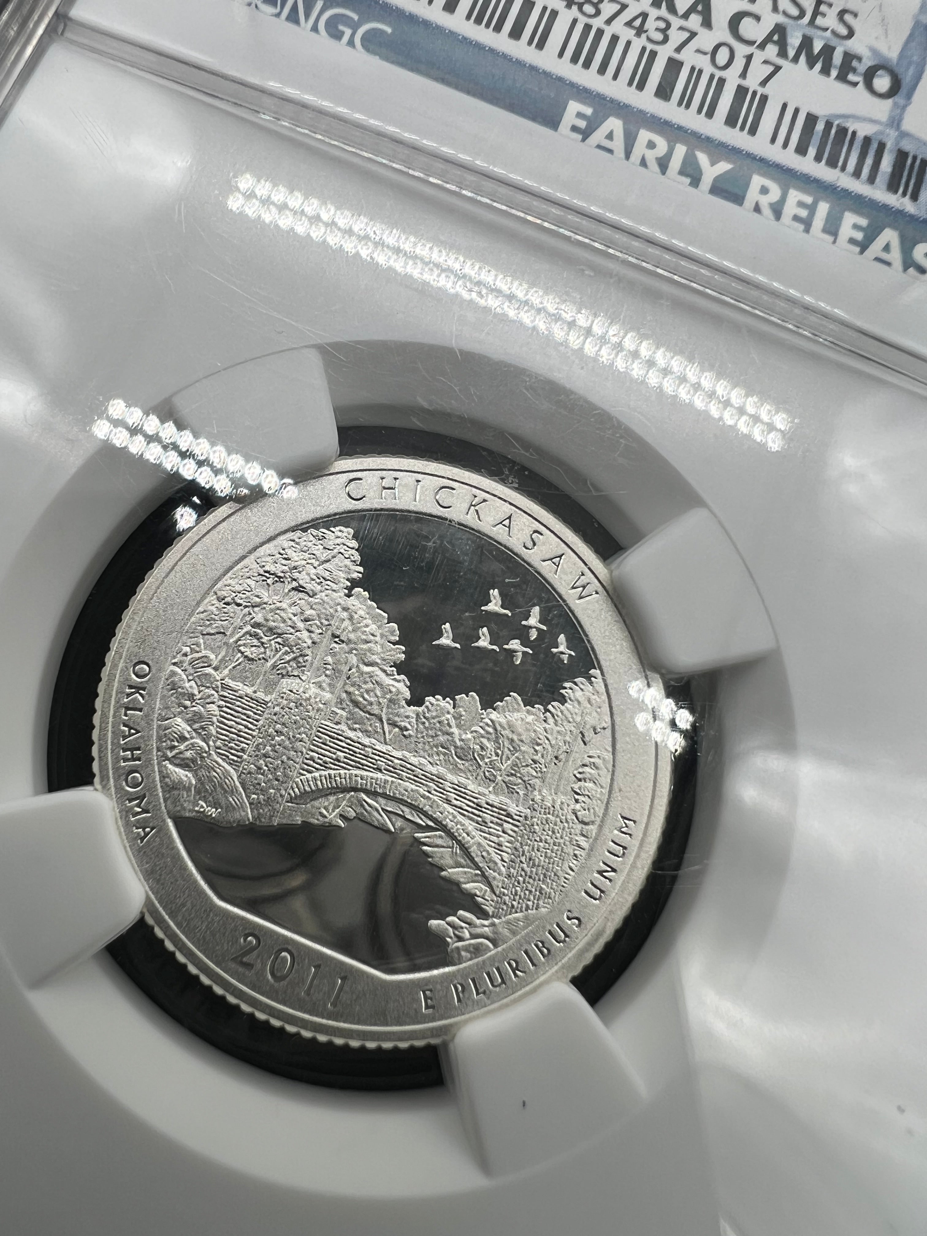 2011-S PF70 Silver Chickasaw Quarter NGC