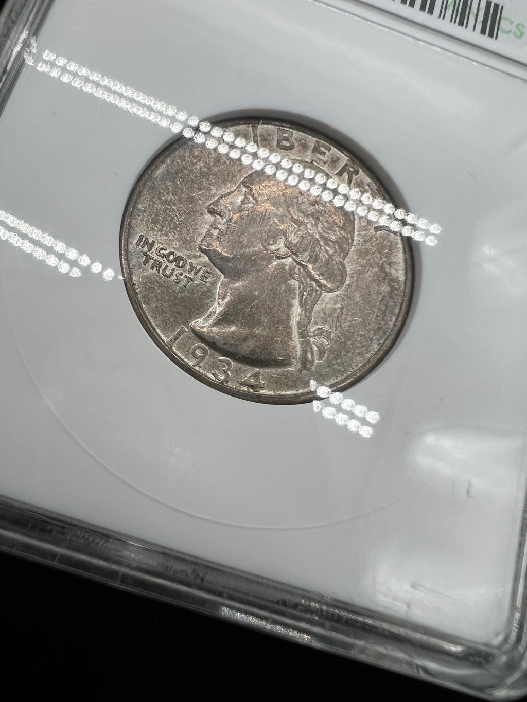1934-D AU53 Details Washington Quarter ANACS Soapbox