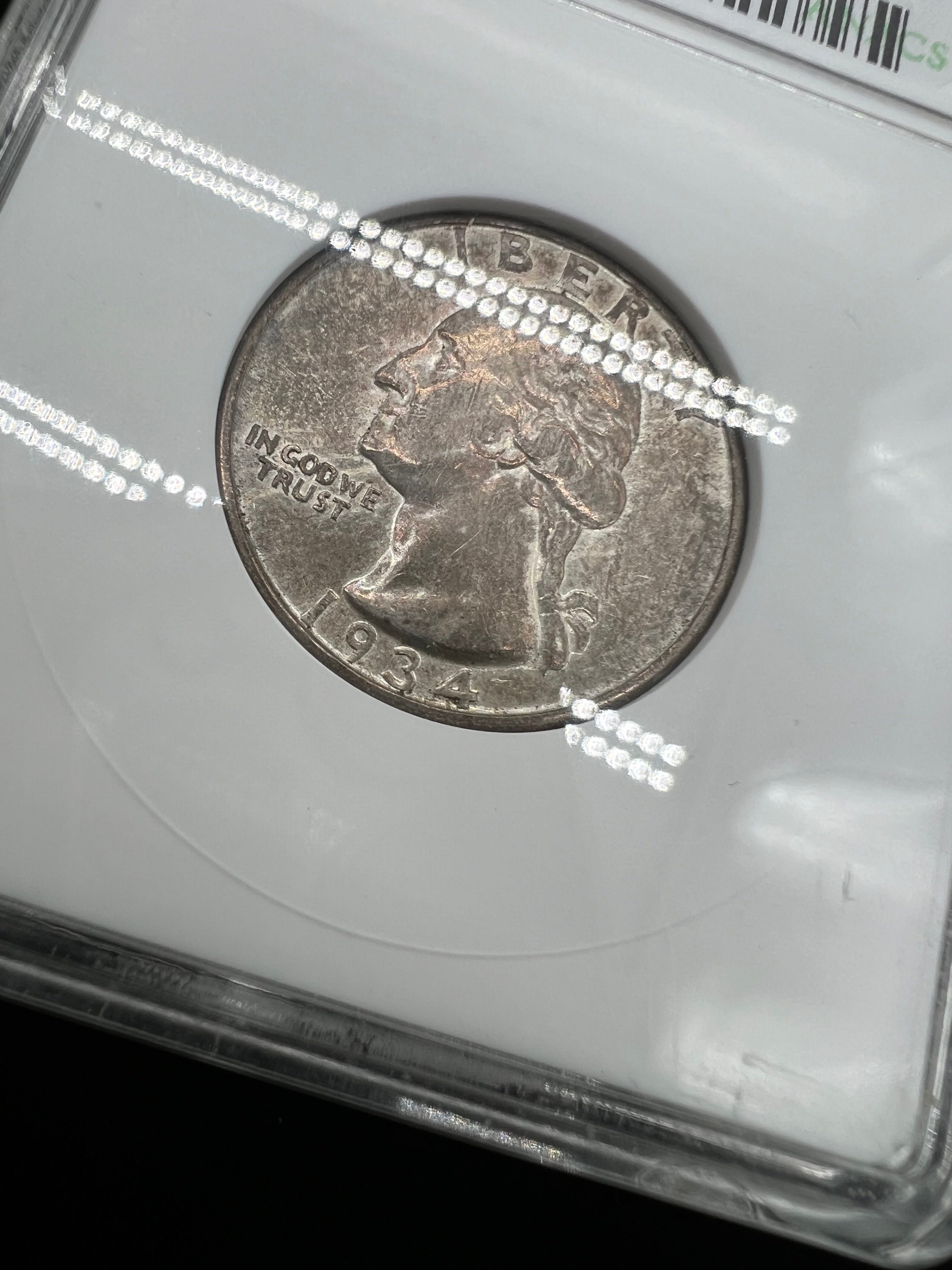1934-D AU53 Details Washington Quarter ANACS Soapbox