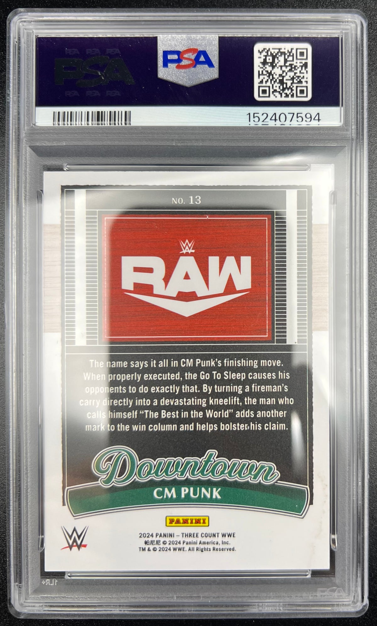 2024 Three Count WWE CM Punk Downtown #13 PSA8 Panini