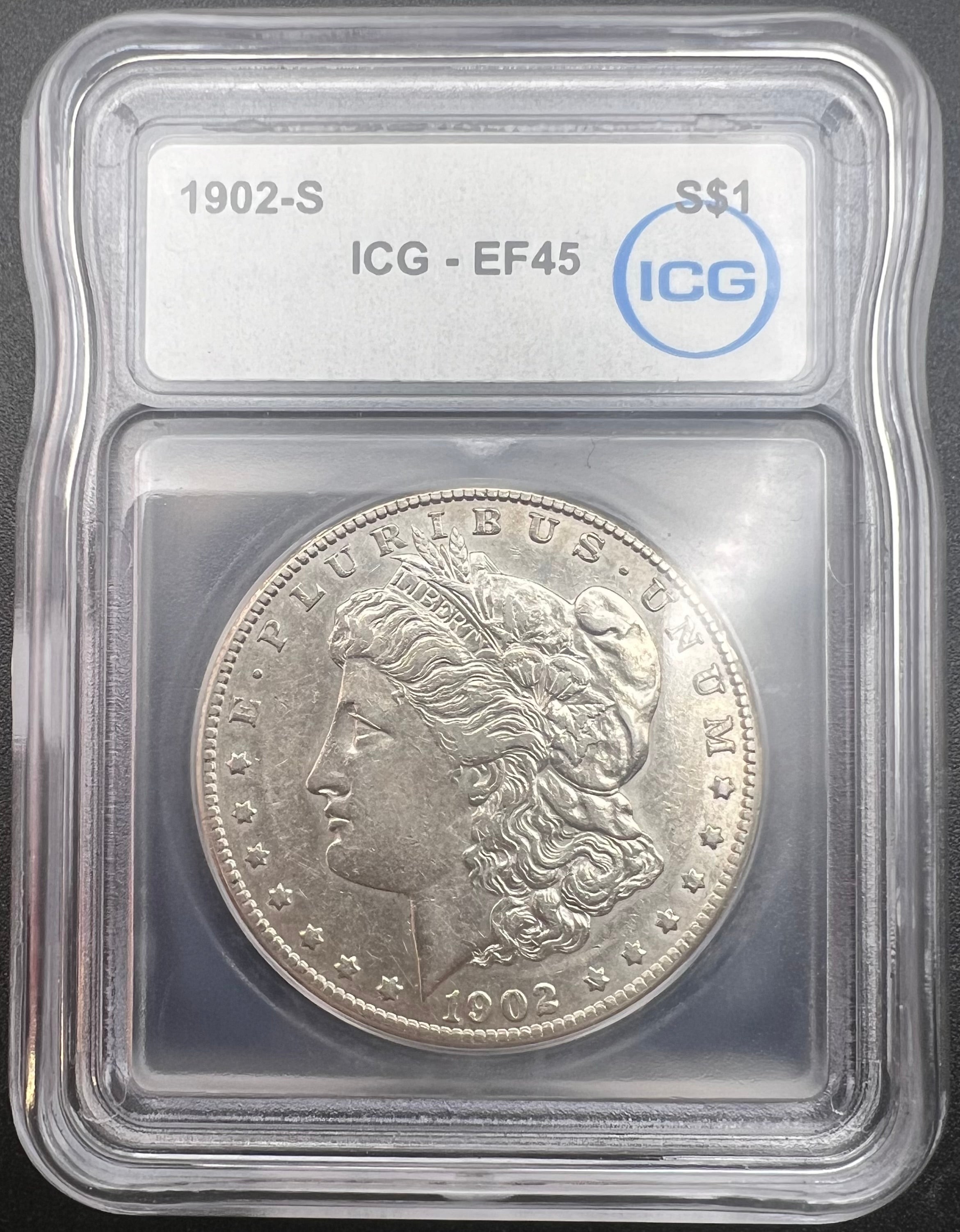 1902-S EF45 Morgan Silver Dollar ICG