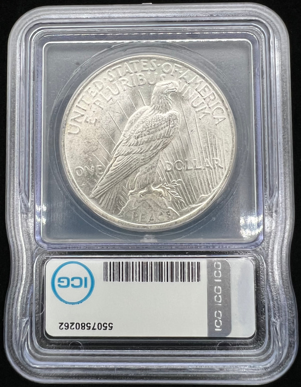 1923 MS63 Peace Silver Dollar ICG