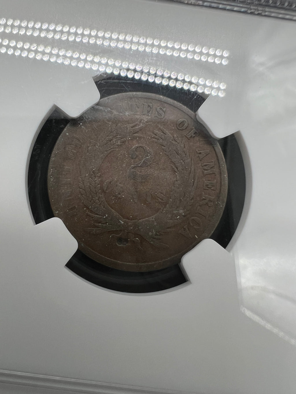1864 2 Cents Small Motto NGC Good Details - Rev Damage