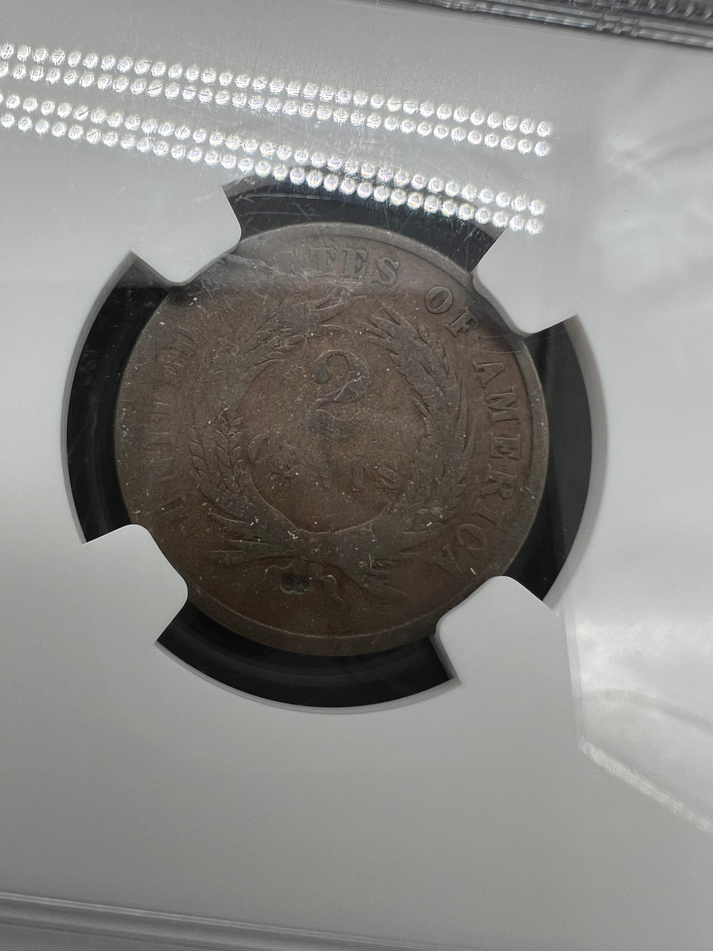 1864 2 Cents Small Motto NGC Good Details - Rev Damage