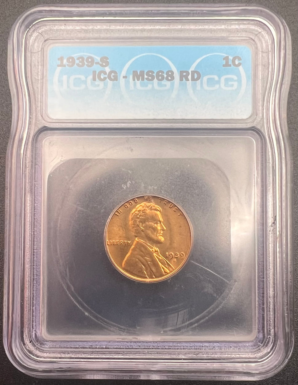 1939-S MS68 RD Lincoln Wheat Cent ICG