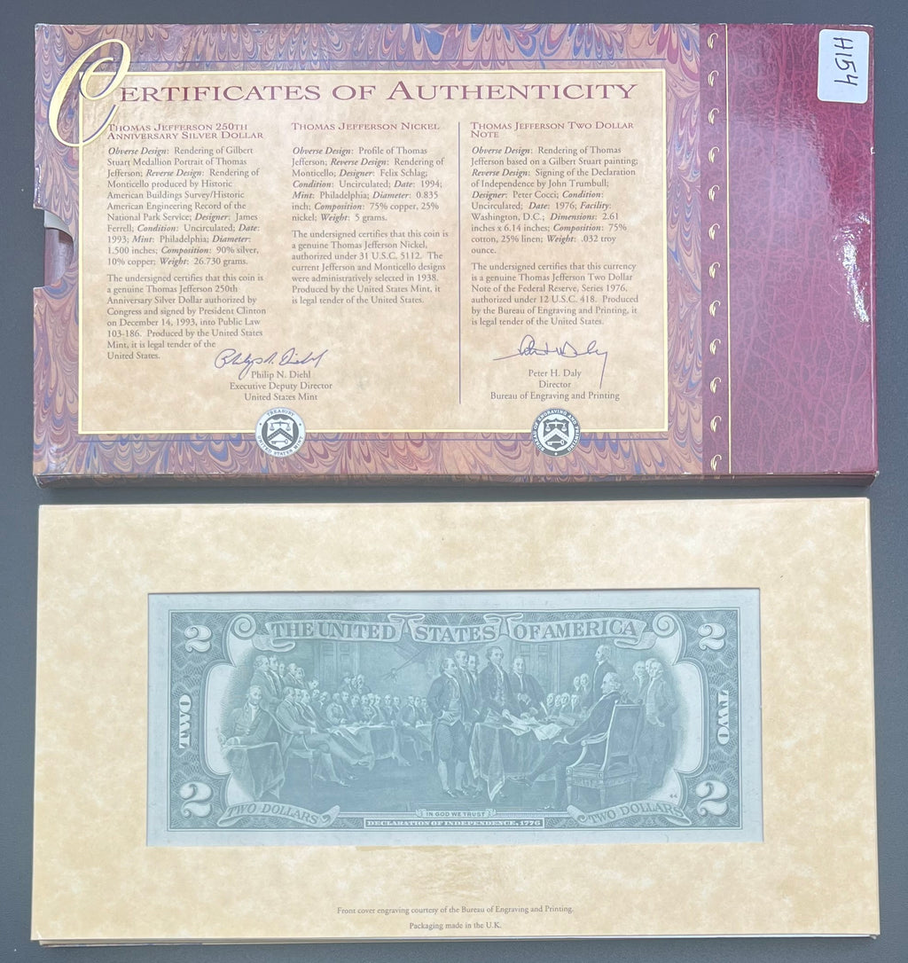 The Thomas Jefferson Coinage And Currency Set 90% Silver Dollar - Beautiful Toner Nickel