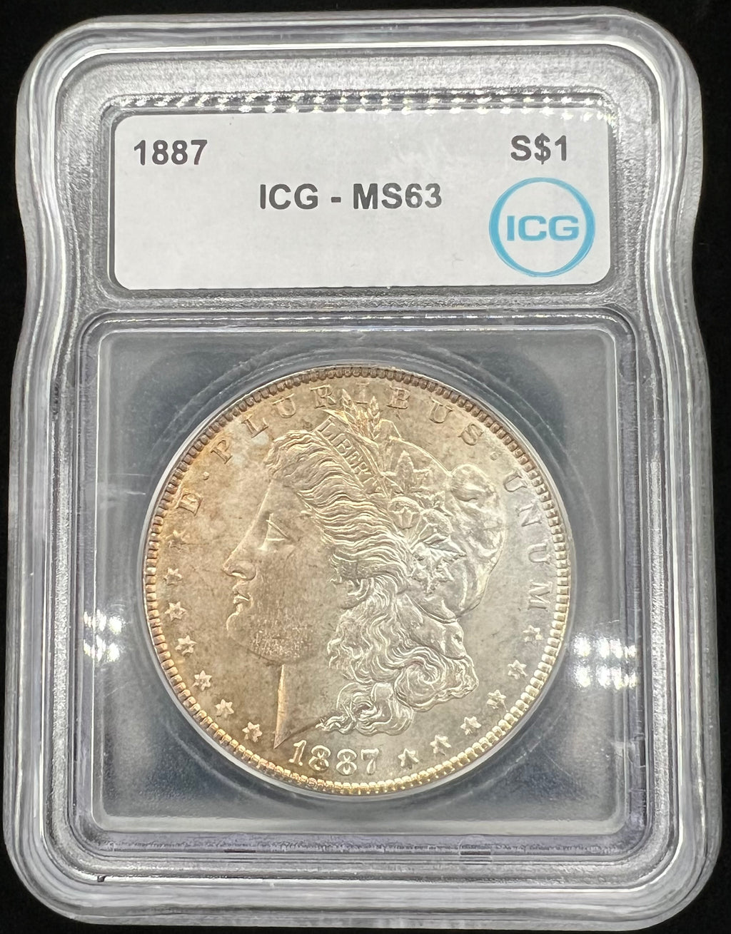 1887 MS63 Colorful Morgan Silver Dollar ICG