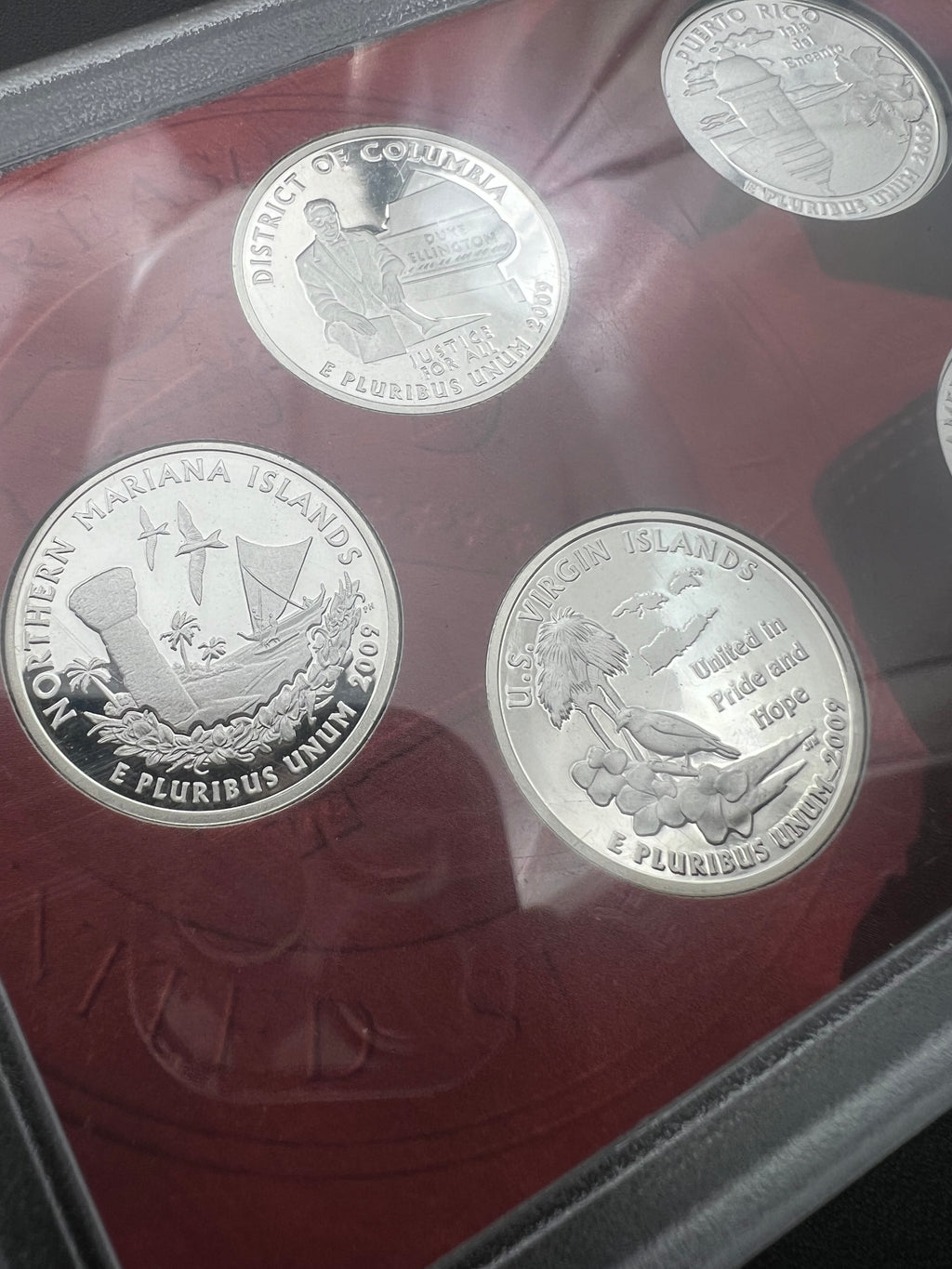 90% Silver 2009 District Of Columbia & US Territories Proof Silver Quarters Set WINDOW ONLY NO BOX/COA